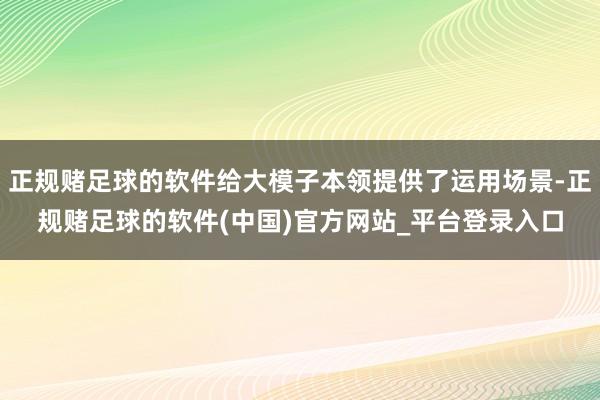 正规赌足球的软件给大模子本领提供了运用场景-正规赌足球的软件(中国)官方网站_平台登录入口