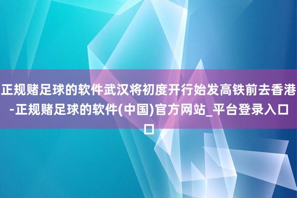 正规赌足球的软件武汉将初度开行始发高铁前去香港-正规赌足球的软件(中国)官方网站_平台登录入口