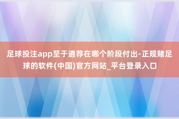 足球投注app至于遴荐在哪个阶段付出-正规赌足球的软件(中国)官方网站_平台登录入口