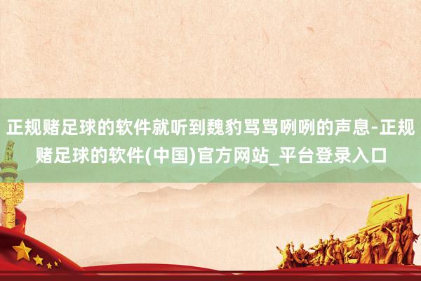 正规赌足球的软件就听到魏豹骂骂咧咧的声息-正规赌足球的软件(中国)官方网站_平台登录入口