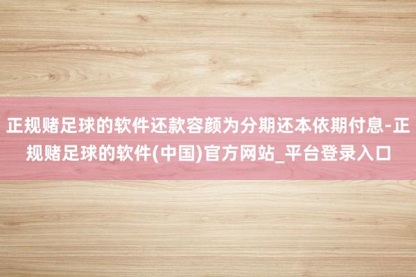 正规赌足球的软件还款容颜为分期还本依期付息-正规赌足球的软件(中国)官方网站_平台登录入口
