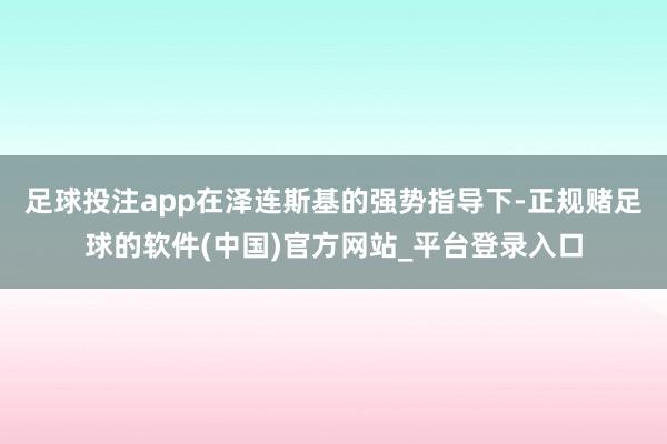 足球投注app在泽连斯基的强势指导下-正规赌足球的软件(中国)官方网站_平台登录入口