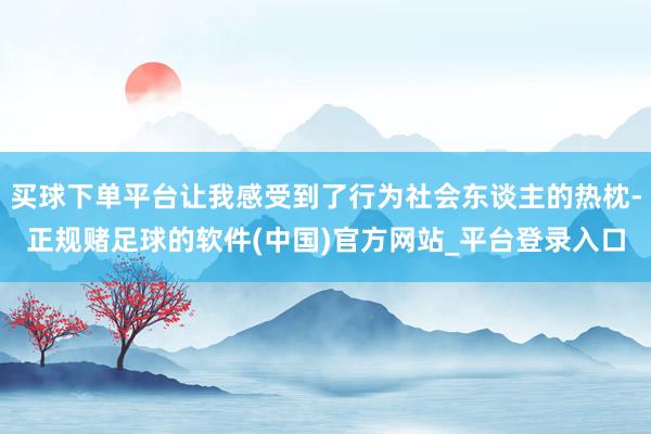 买球下单平台让我感受到了行为社会东谈主的热枕-正规赌足球的软件(中国)官方网站_平台登录入口