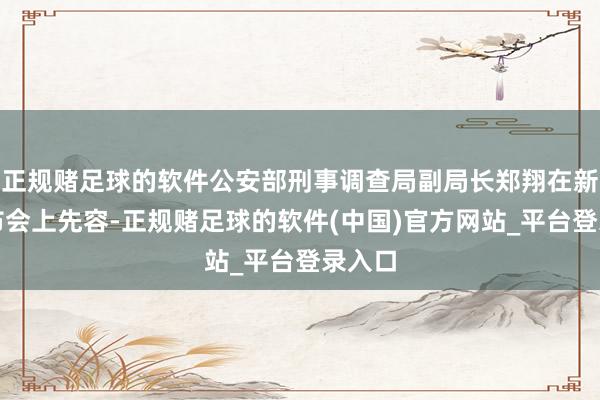 正规赌足球的软件公安部刑事调查局副局长郑翔在新闻发布会上先容-正规赌足球的软件(中国)官方网站_平台登录入口