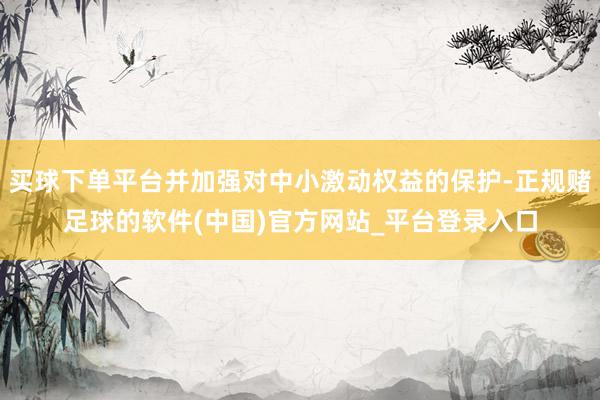 买球下单平台并加强对中小激动权益的保护-正规赌足球的软件(中国)官方网站_平台登录入口