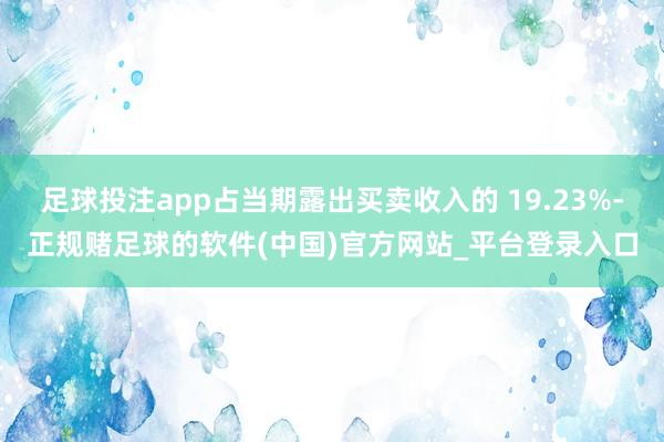 足球投注app占当期露出买卖收入的 19.23%-正规赌足球的软件(中国)官方网站_平台登录入口