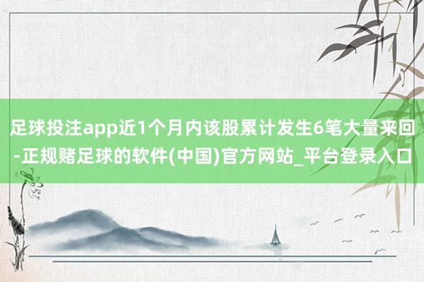 足球投注app近1个月内该股累计发生6笔大量来回-正规赌足球的软件(中国)官方网站_平台登录入口