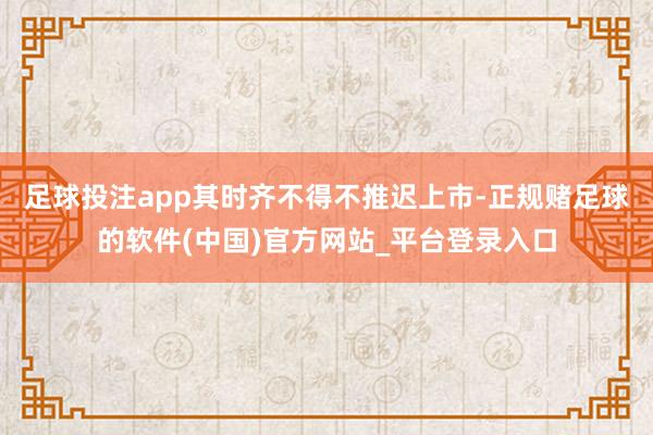 足球投注app其时齐不得不推迟上市-正规赌足球的软件(中国)官方网站_平台登录入口