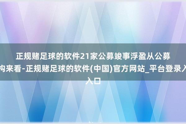 正规赌足球的软件　　　　21家公募竣事浮盈　　从公募机构来看-正规赌足球的软件(中国)官方网站_平台登录入口