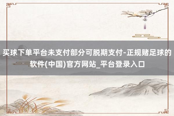 买球下单平台未支付部分可脱期支付-正规赌足球的软件(中国)官方网站_平台登录入口