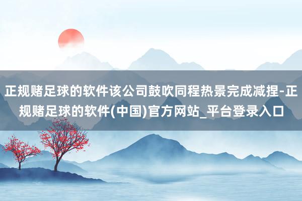 正规赌足球的软件该公司鼓吹同程热景完成减捏-正规赌足球的软件(中国)官方网站_平台登录入口