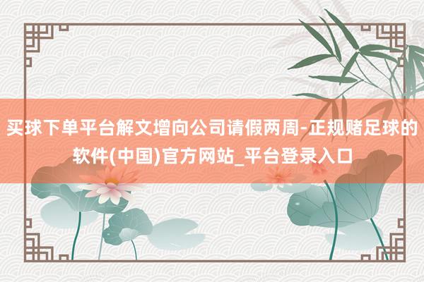 买球下单平台解文增向公司请假两周-正规赌足球的软件(中国)官方网站_平台登录入口