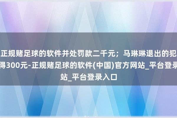 正规赌足球的软件并处罚款二千元；马琳琳退出的犯法所得300元-正规赌足球的软件(中国)官方网站_平台登录入口