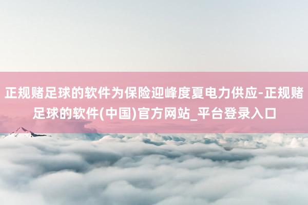 正规赌足球的软件为保险迎峰度夏电力供应-正规赌足球的软件(中国)官方网站_平台登录入口