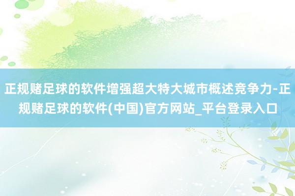 正规赌足球的软件增强超大特大城市概述竞争力-正规赌足球的软件(中国)官方网站_平台登录入口