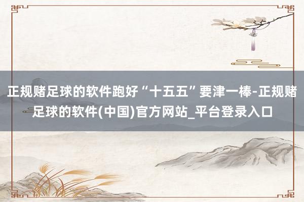 正规赌足球的软件跑好“十五五”要津一棒-正规赌足球的软件(中国)官方网站_平台登录入口