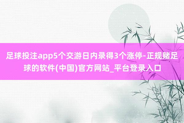 足球投注app5个交游日内录得3个涨停-正规赌足球的软件(中国)官方网站_平台登录入口