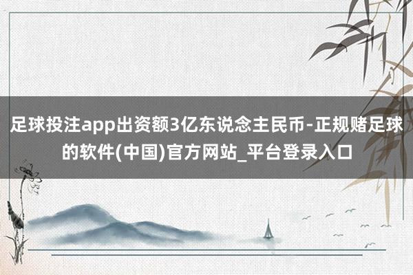 足球投注app出资额3亿东说念主民币-正规赌足球的软件(中国)官方网站_平台登录入口