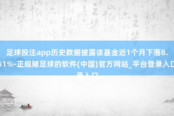 足球投注app历史数据披露该基金近1个月下落8.61%-正规赌足球的软件(中国)官方网站_平台登录入口