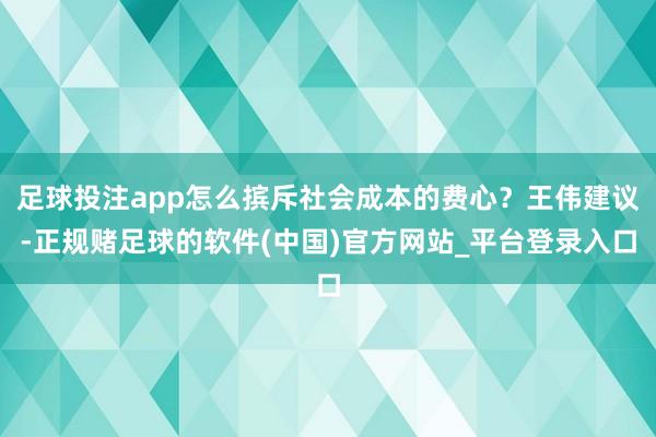 足球投注app怎么摈斥社会成本的费心？王伟建议-正规赌足球的软件(中国)官方网站_平台登录入口