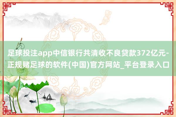 足球投注app中信银行共清收不良贷款372亿元-正规赌足球的软件(中国)官方网站_平台登录入口