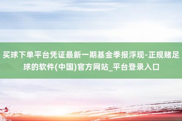 买球下单平台凭证最新一期基金季报浮现-正规赌足球的软件(中国)官方网站_平台登录入口