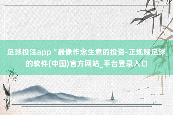 足球投注app　　“最像作念生意的投资-正规赌足球的软件(中国)官方网站_平台登录入口