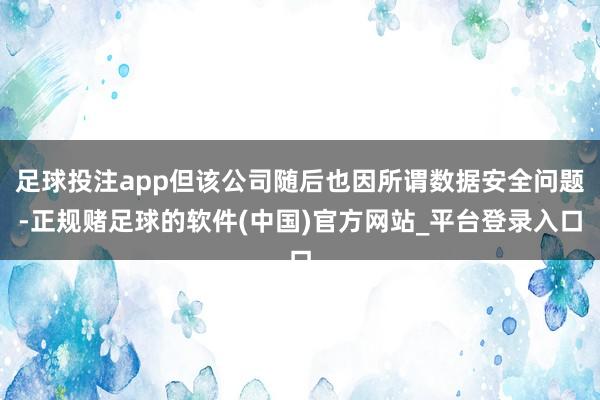 足球投注app但该公司随后也因所谓数据安全问题-正规赌足球的软件(中国)官方网站_平台登录入口