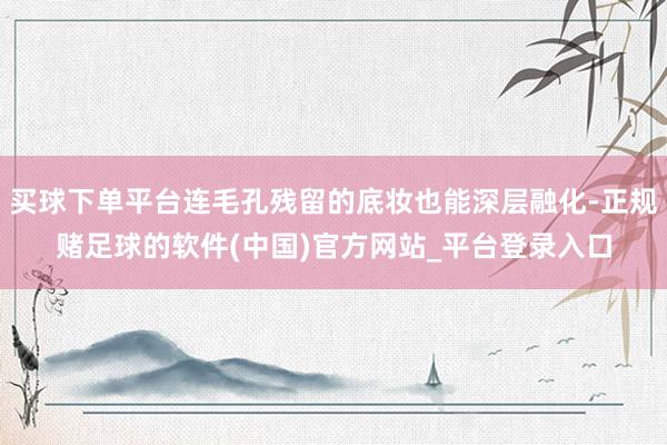 买球下单平台连毛孔残留的底妆也能深层融化-正规赌足球的软件(中国)官方网站_平台登录入口