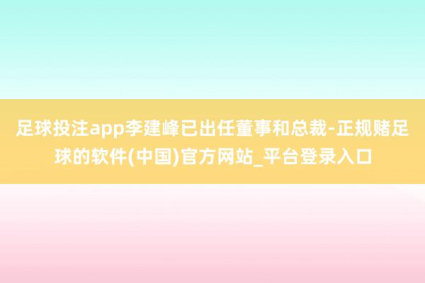 足球投注app李建峰已出任董事和总裁-正规赌足球的软件(中国)官方网站_平台登录入口