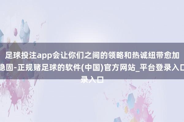 足球投注app会让你们之间的领略和热诚纽带愈加稳固-正规赌足球的软件(中国)官方网站_平台登录入口