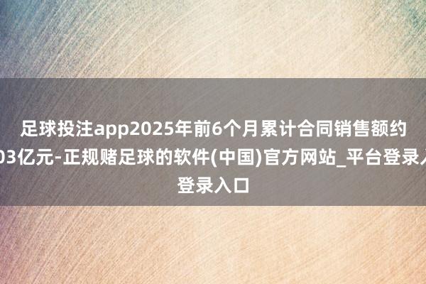 足球投注app　　2025年前6个月累计合同销售额约1103亿元-正规赌足球的软件(中国)官方网站_平台登录入口