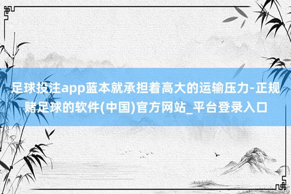 足球投注app蓝本就承担着高大的运输压力-正规赌足球的软件(中国)官方网站_平台登录入口