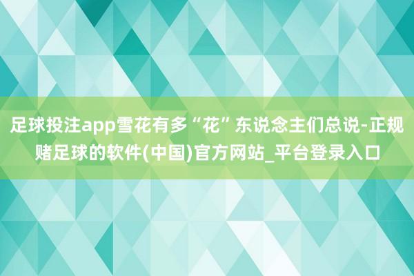 足球投注app雪花有多“花”东说念主们总说-正规赌足球的软件(中国)官方网站_平台登录入口
