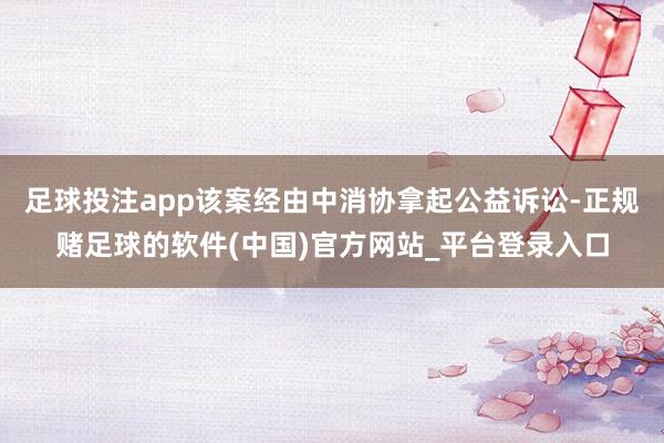 足球投注app该案经由中消协拿起公益诉讼-正规赌足球的软件(中国)官方网站_平台登录入口